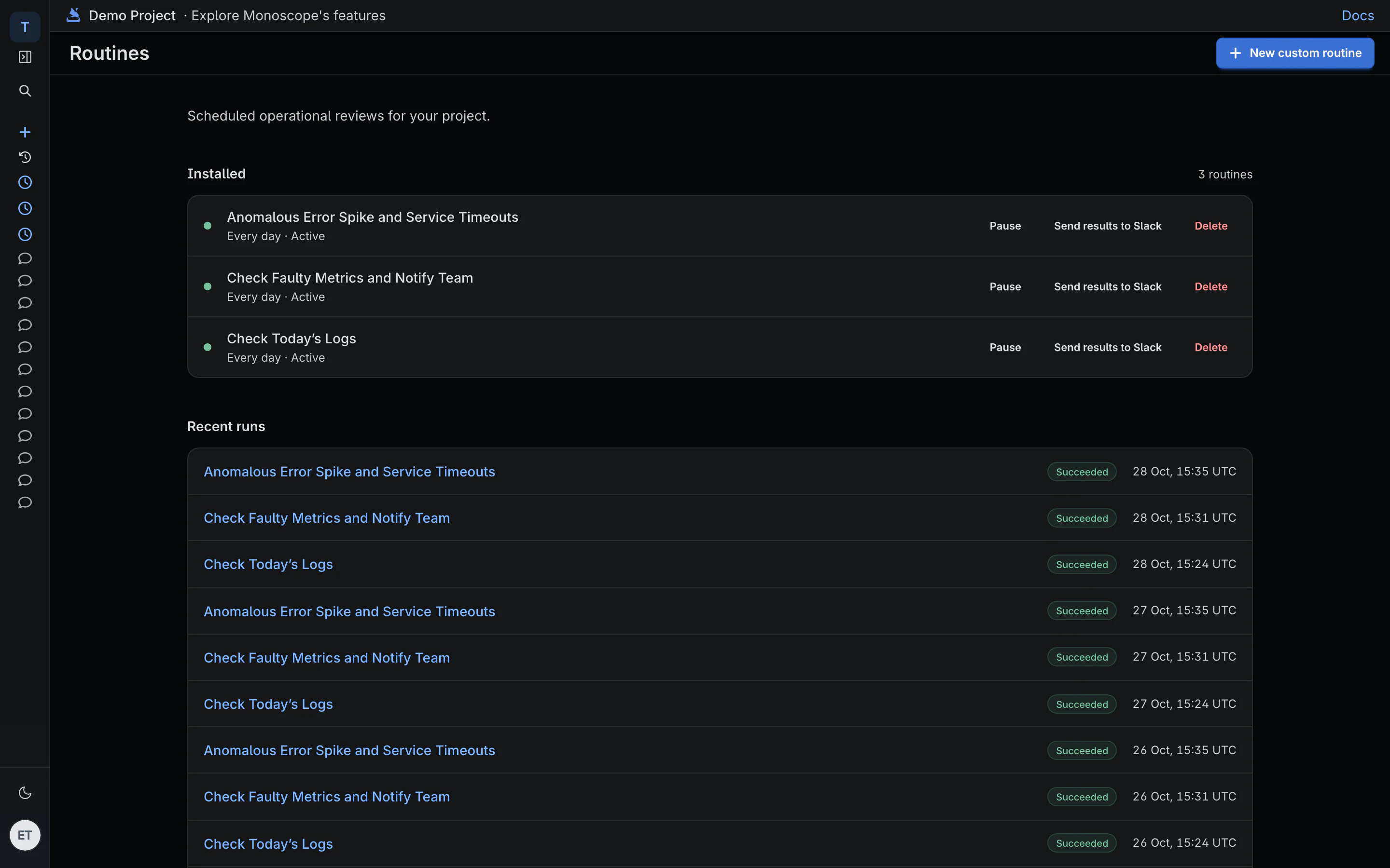 Regressions found before the dashboard is open