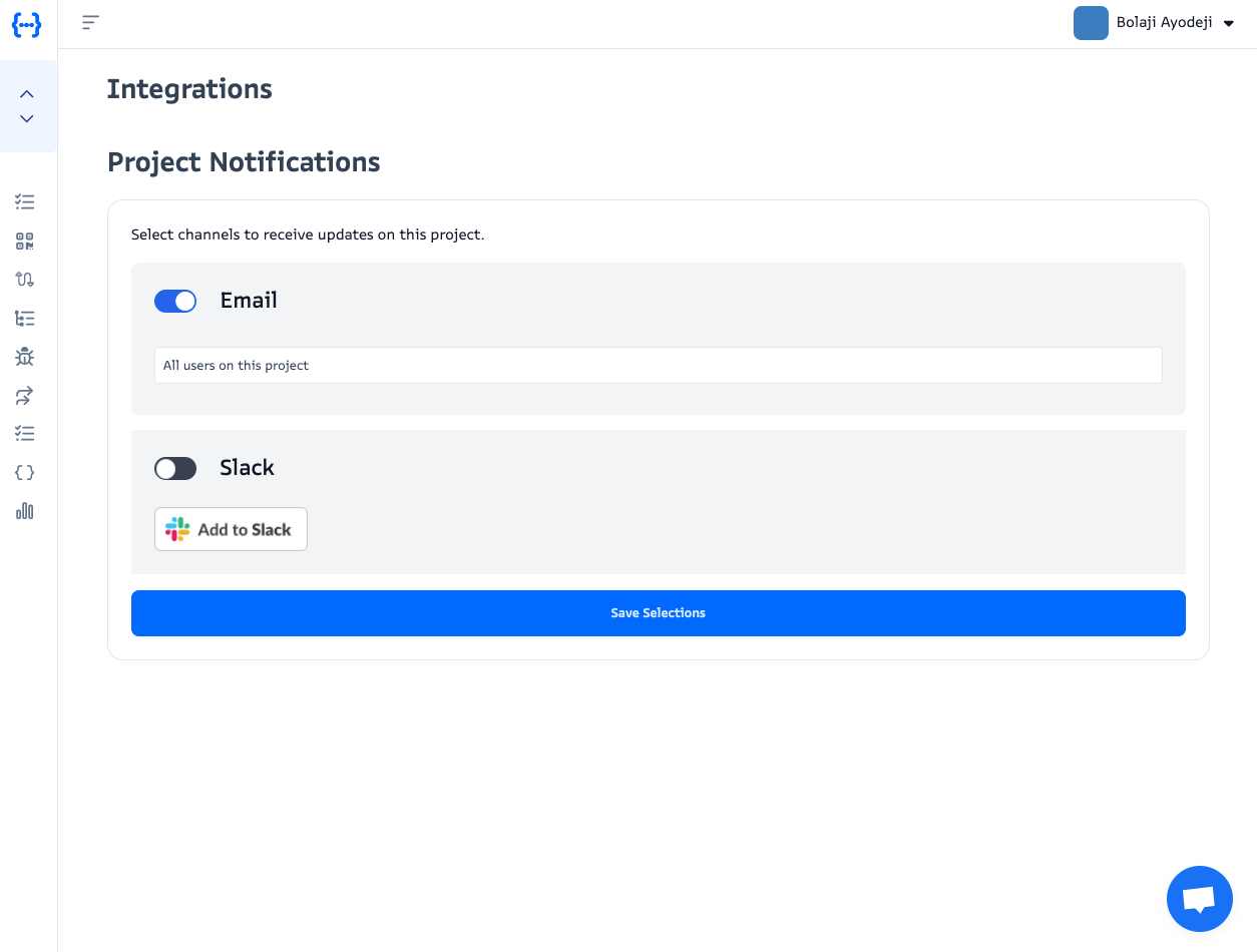 Screenshot of monoscope’s integrations page