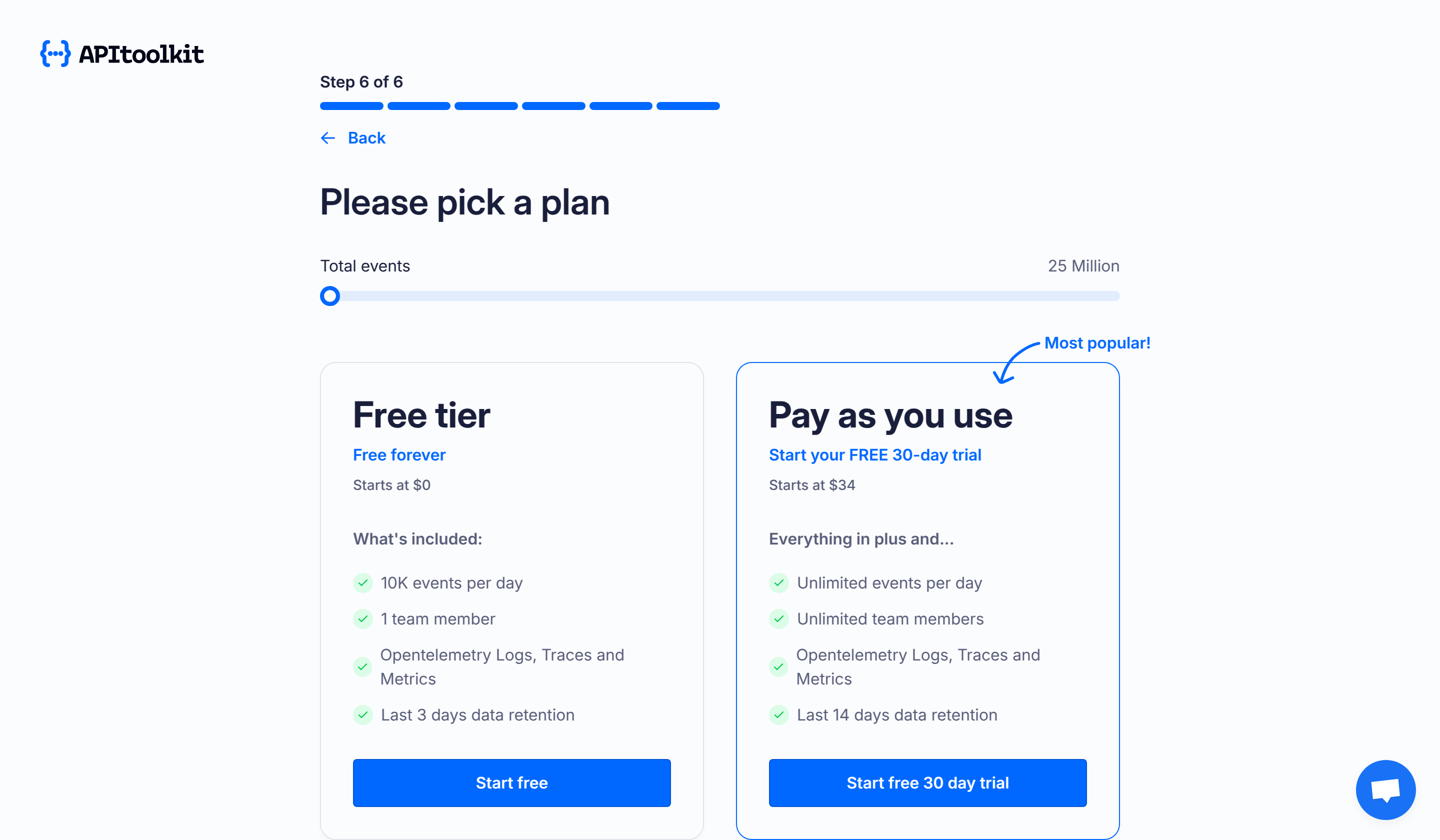 Screenshot of monoscope’s create new project page
